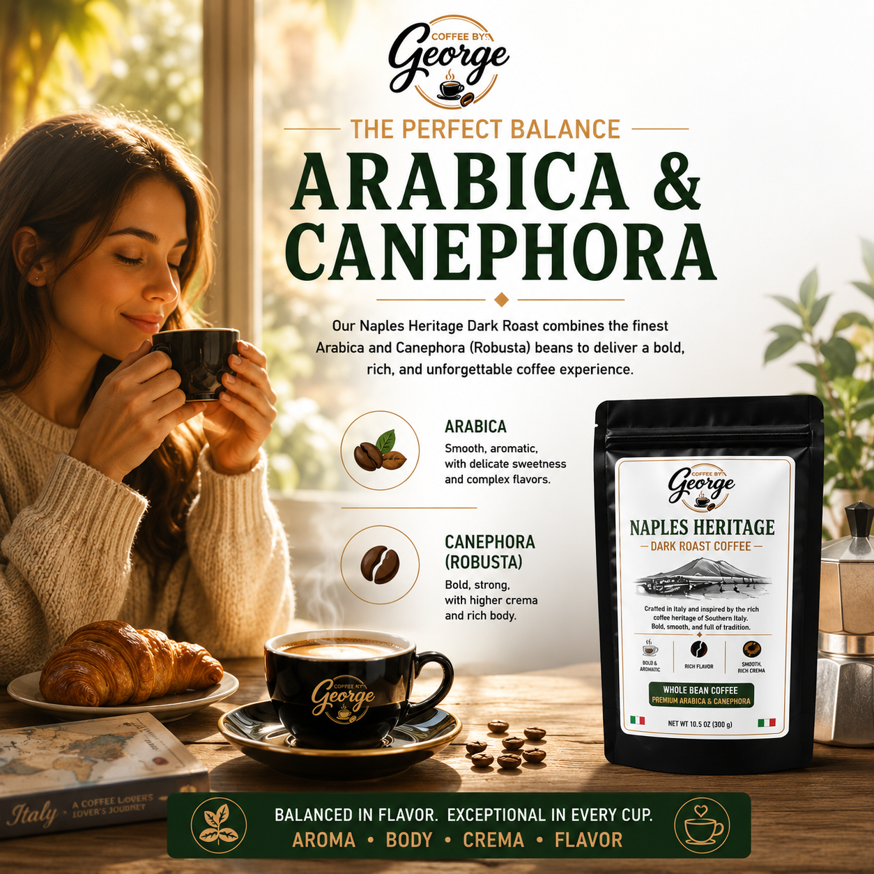 Coffee by George Naples Heritage Dark Roast Whole Bean Coffee