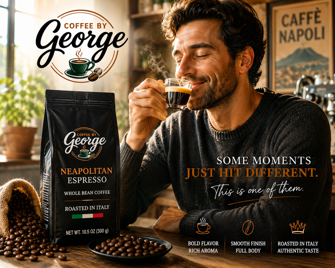 Coffee by George Neapolitan Espresso Blend Whole Bean Coffee